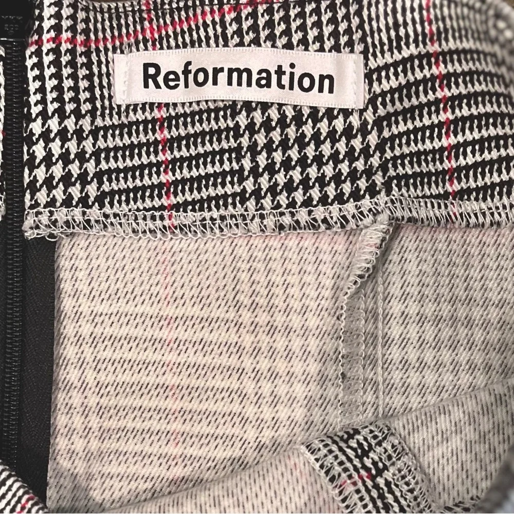 Reformation Glen Plaid Mini Skirt with Pink Accents